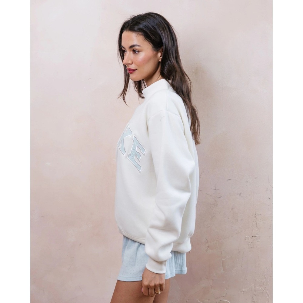 PARKE Sweatshirt Bridal Varsity Mockneck Honeymoon Womens L/XL NWT - Picture 2 of 3